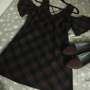 Short plaid dress.